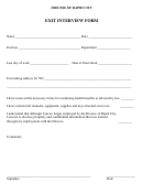Exit Interview Form - Diocese Of Rapid City