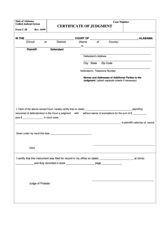 Fillable Aoc Forms - Alabama Administrative Office Of Courts Printable pdf