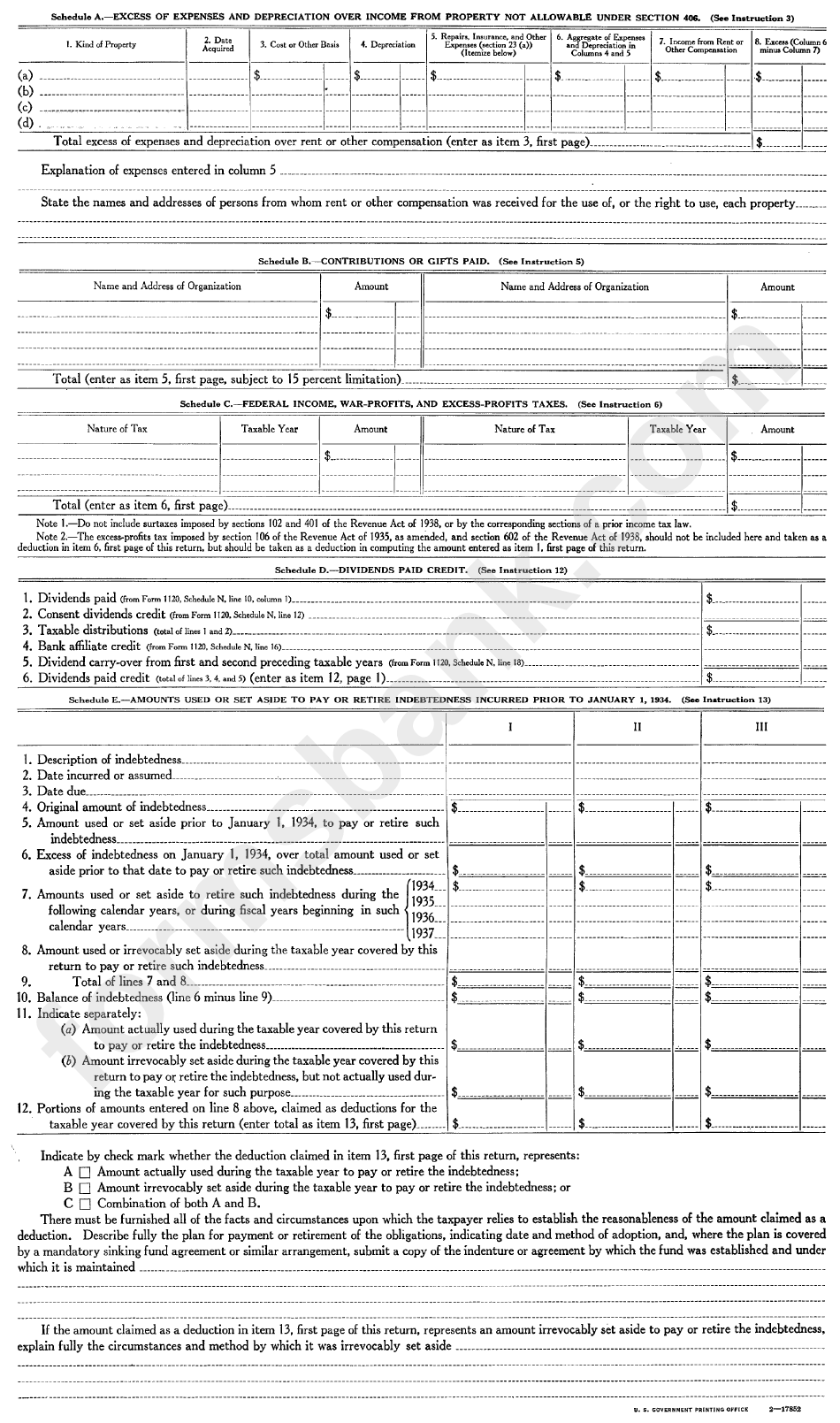 Form 1120 H - Return Of Personal Holding Company - 1938