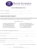 Church Membership Form - Racine Lutheran High School
