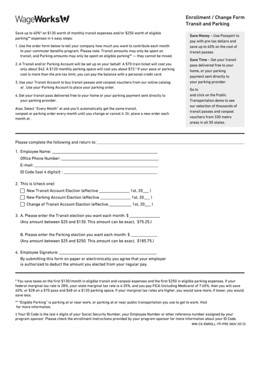 Wageworks Employee Enrollment Form - Mj Boyd Consulting Printable pdf