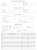 Personal Medical Information Form With Emergency Contact