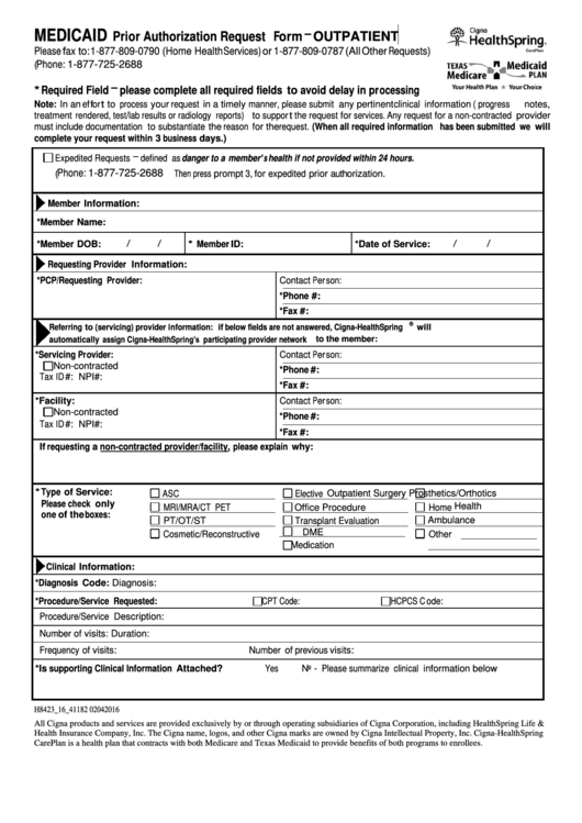 Cigna outpatient prior authorization form availity patient portal