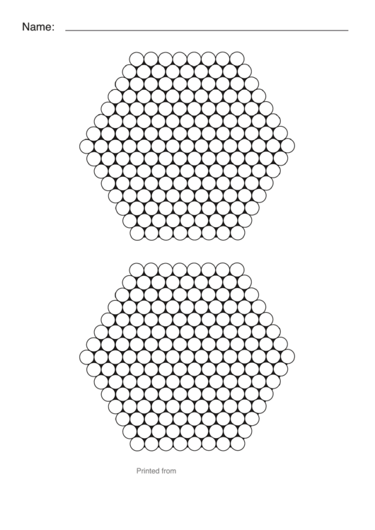 Perler Bead Templates (Small Hexagon Sheet) Printable pdf