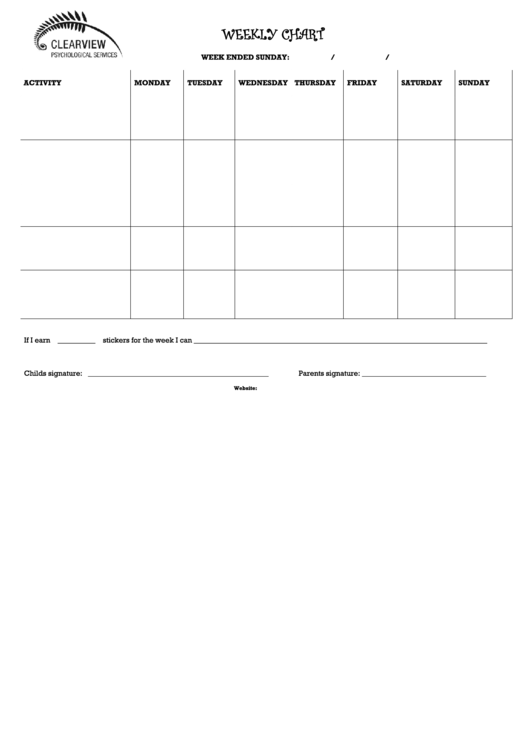 Weekly Chart - Clearview Psychology Printable pdf