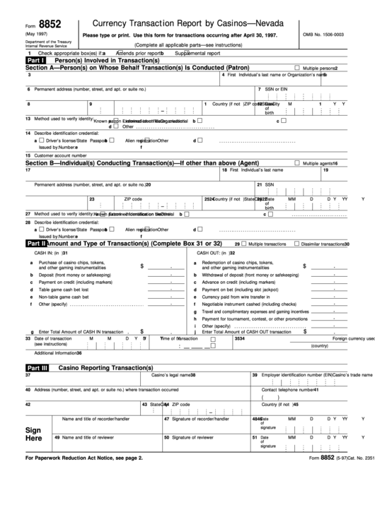large currency transaction report form