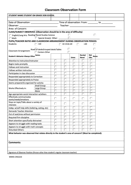 Top 6 Student Observation Form Templates free to download in PDF format