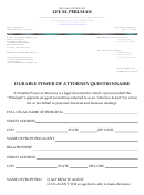 Lee M. Perlman Durable Power Of Attorney Questionnaire