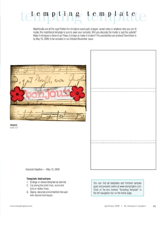 Matchbook Template Printable pdf