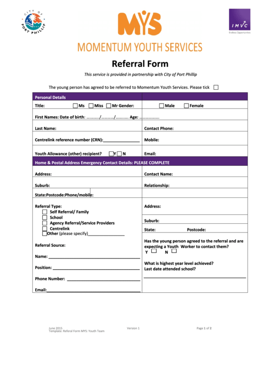 Referral Form - Imvc Printable pdf