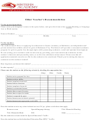 Other Teacher Recommendation Form - Sisters Academy Of Baltimore