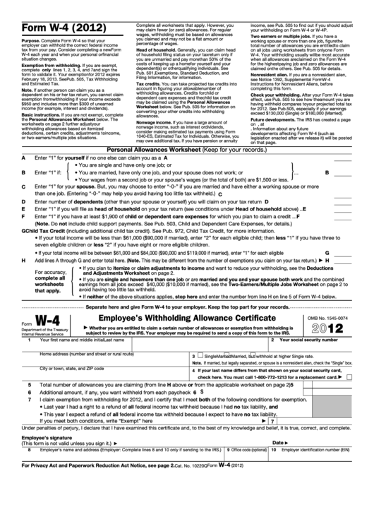 Fillable Form W-4 - Employee