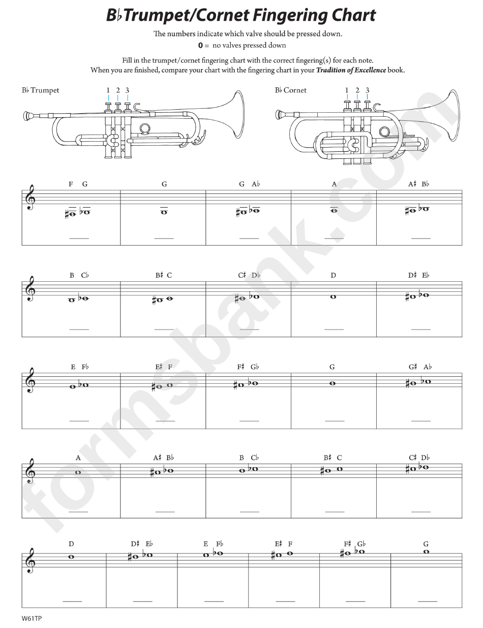 Bbtrumpet/cornet Fingering Chart