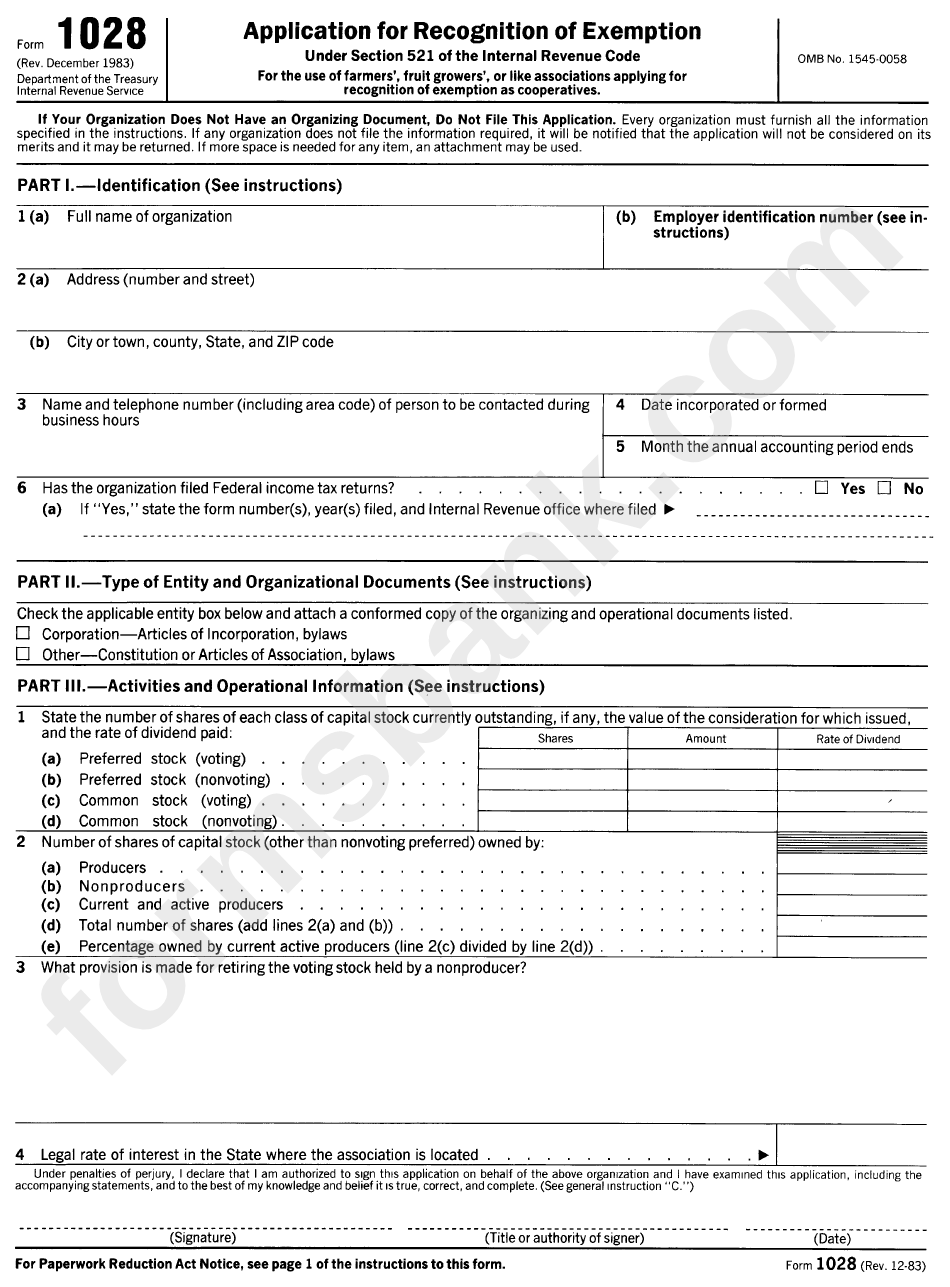 Form 1028 Rev 12 1983 Printable Pdf Download