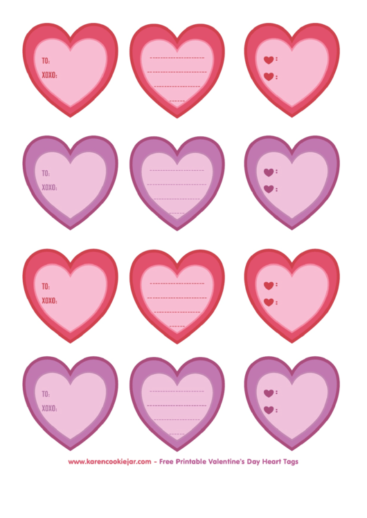 Valentine's Day Heart Tags Template