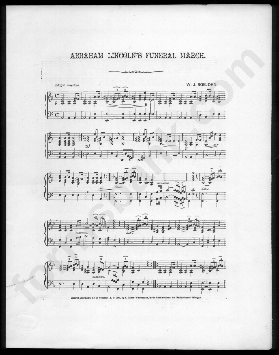 Abraham Lincoln Funeral March By Robjohn Piano Sheet Music