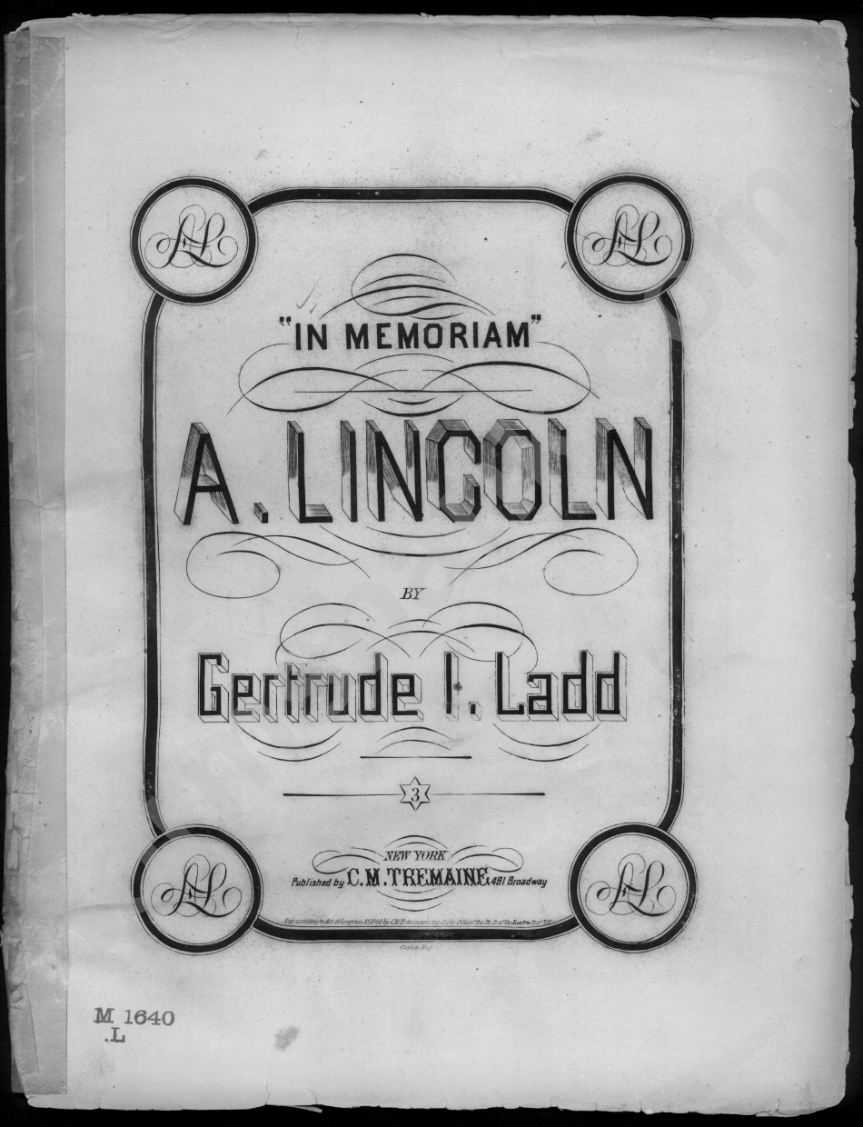 In Memoriam A. Lincoln By Ladd Piano Sheet Music