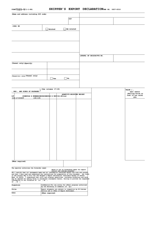 Fillable Export Declaration Form - Aim High, Inc. Home Page Printable pdf