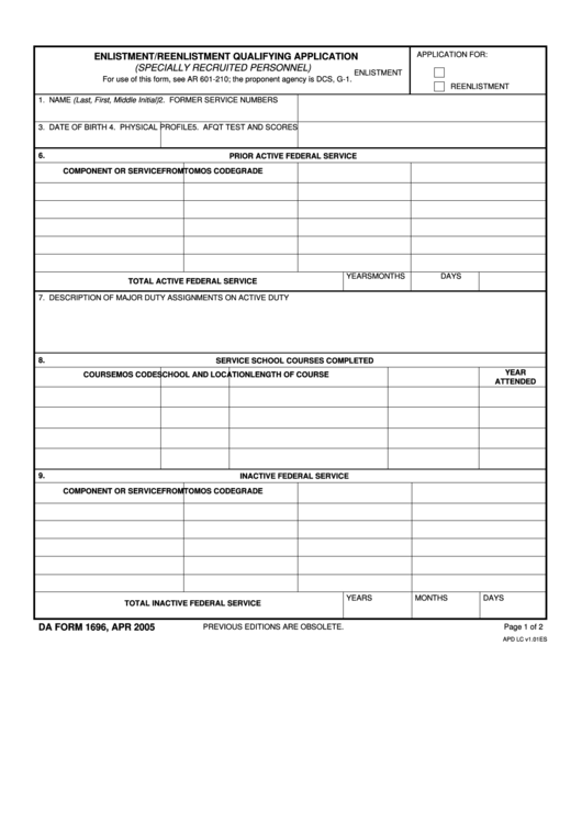 Fillable Da Form 1696 - Vaccine Consent And Assessment Form Printable pdf