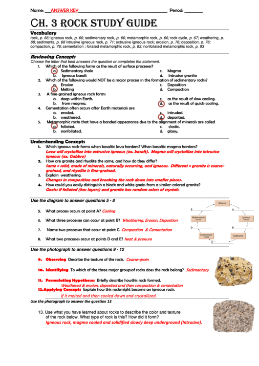Ch. 3 Rock Study Guide Printable pdf