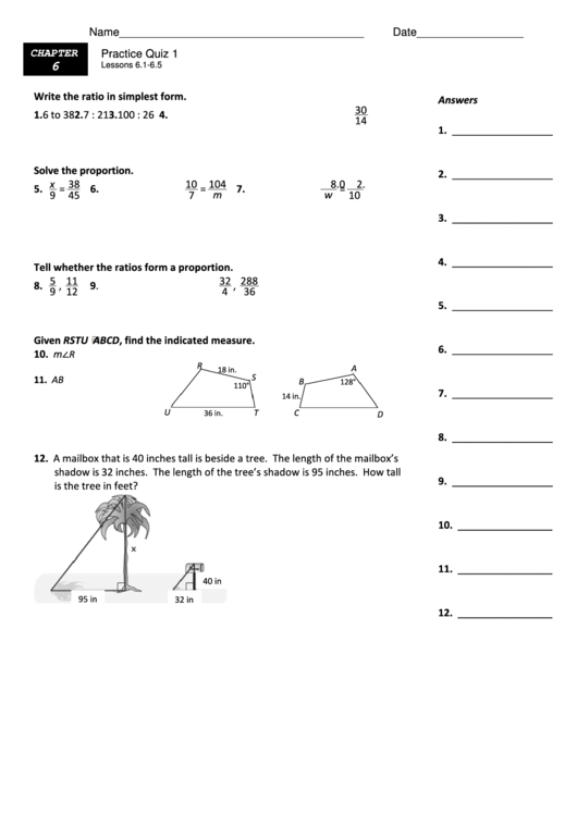 Geometry Quiz Printable pdf