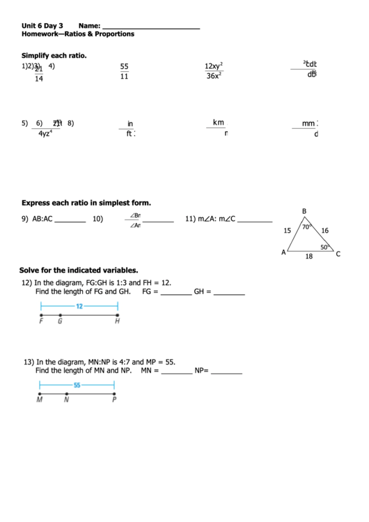 Ratios And Proportions Worksheets Printable pdf