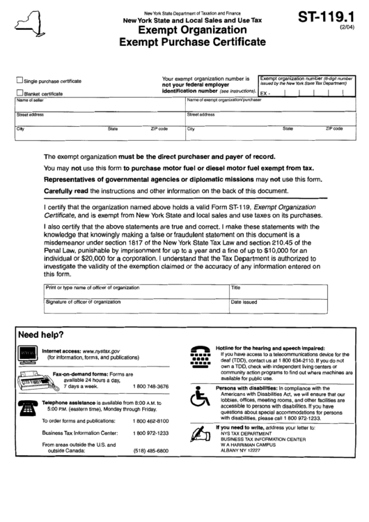 St 119 1 Exempt Purchase Certificate Printable Pdf Download