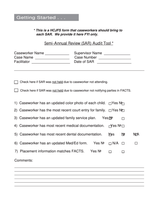 Semi-Annual Review (Sar) Audit Tool Printable pdf