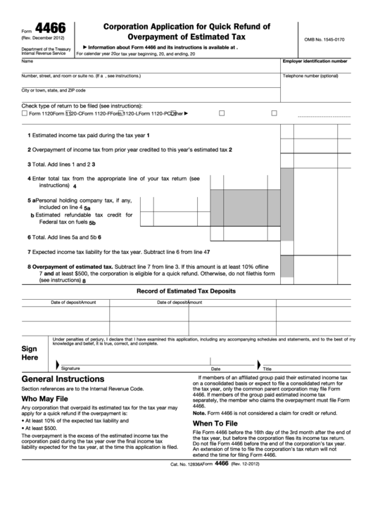 Form 4466 (Rev. December 2012) Printable pdf