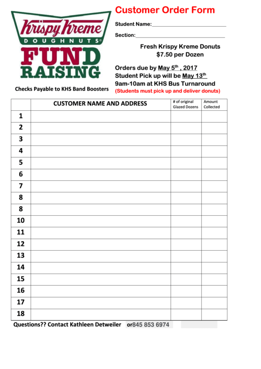 Template Printable Krispy Kreme Fundraiser Order Form Printable Forms