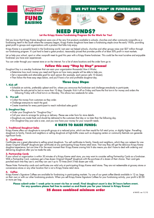 Pre-Selling Order Sheet - Krispy Kreme Printable pdf