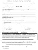 Application For Certified Copy Of Birth Or Death Certificate - City Of Orange - Vital Statistics