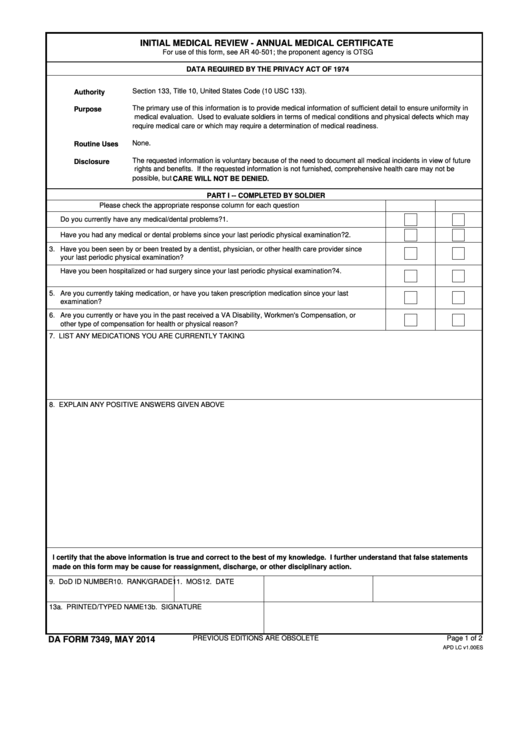 Fillable Initial Medical Review Annual Medical Certificate printable pdf download