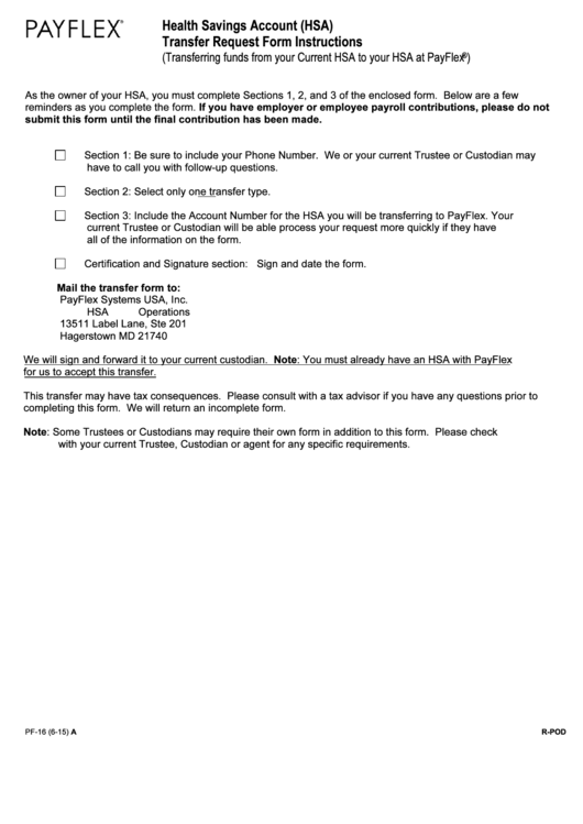 Hsa Transfer Request Form