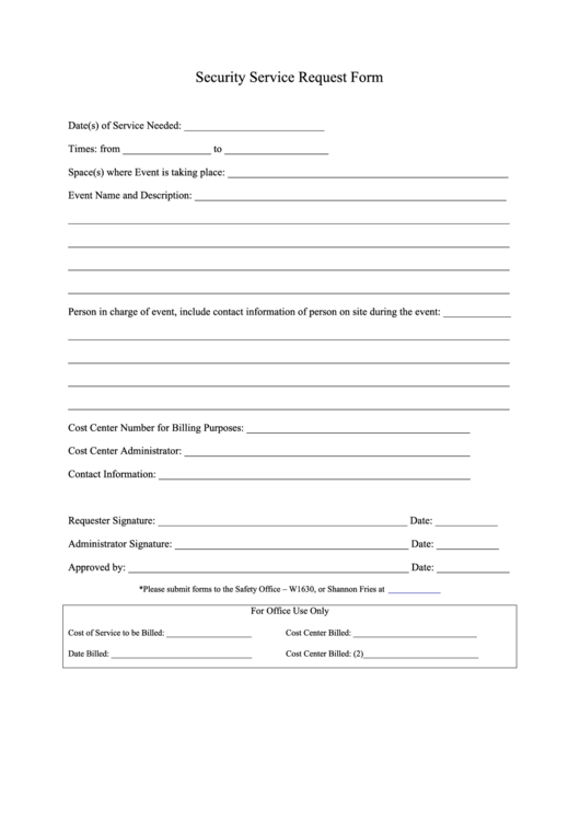 request medical letter printable pdf download Security Service Request Form