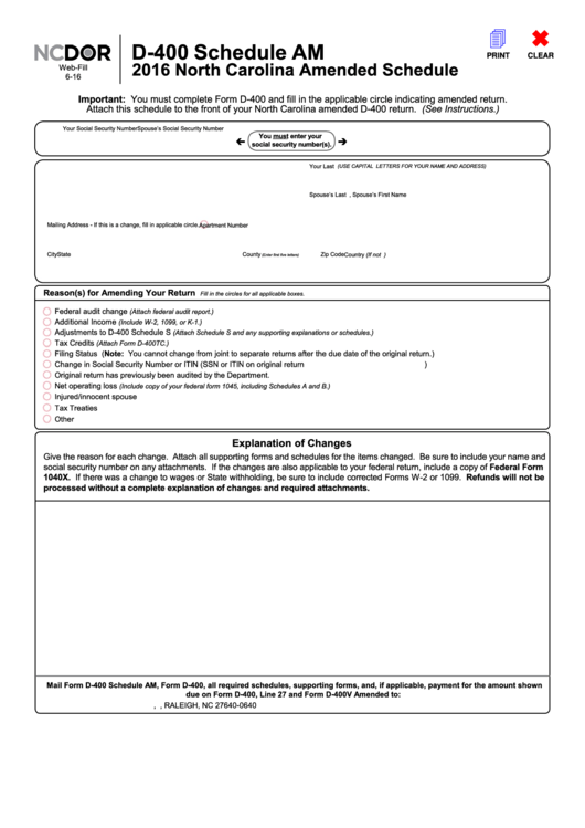 North Carolina Printable Tax Form D 400v Printable Forms Free Online