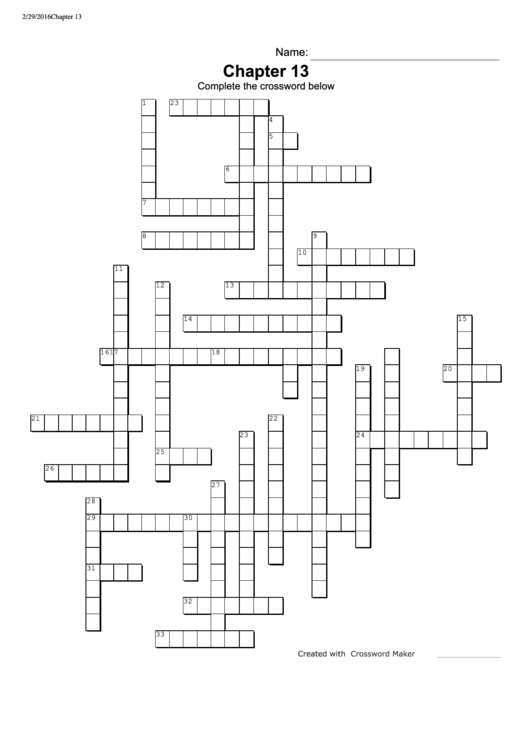 Biology Crossword Puzzle Template