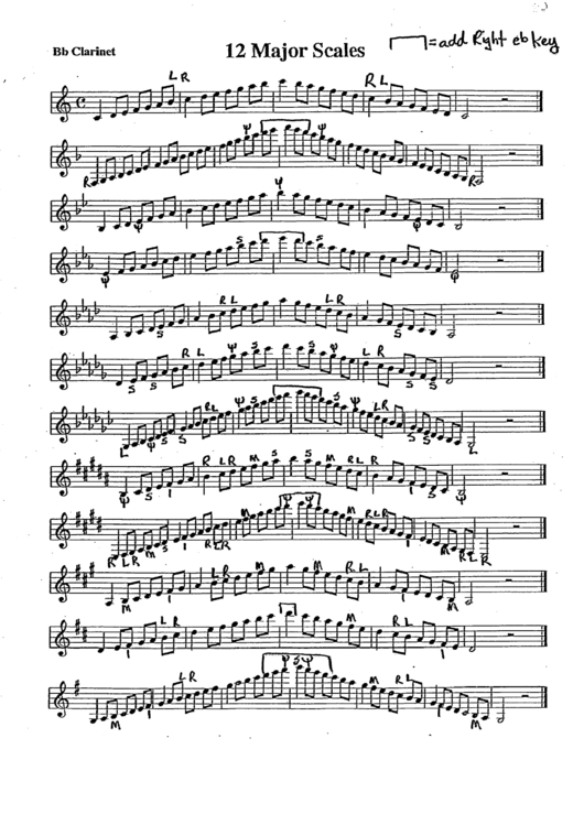 Bb Clarinet - 12 Major Scales