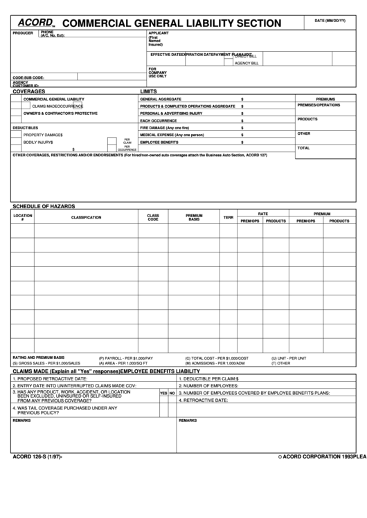 Top 10 Acord Form 125 Templates Free To Download In PDF Format