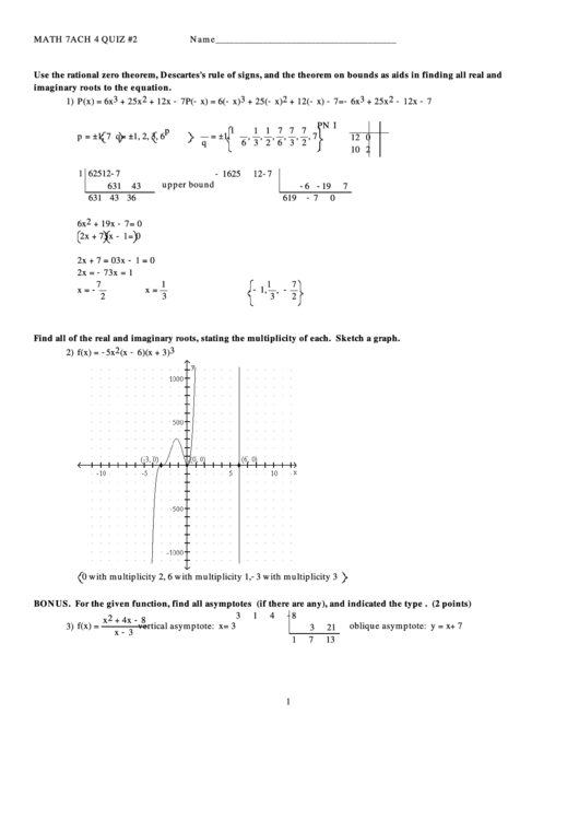 Rational Zero Theorem Worksheet Printable pdf
