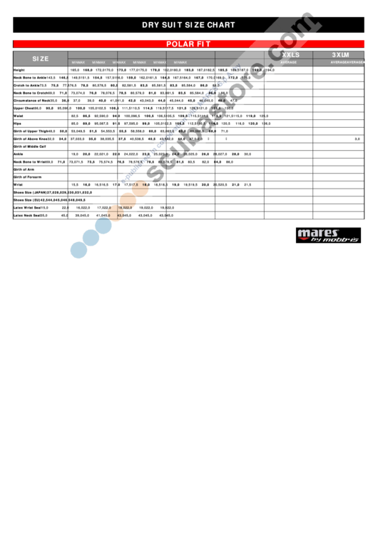 Mares By Mobby'S Dry Suit Size Chart printable pdf download