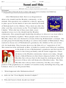 Sunni And Shia Reading Comprehension Worksheet