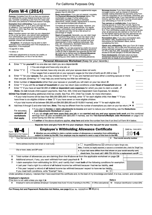 Form W-4 (2014) - California Employee
