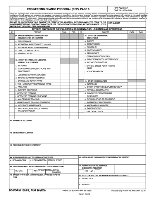 Fillable Dd Form 1692/2 - Engineering Change Proposal Printable pdf