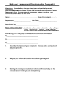 Notice Of Harassment / Discrimination Complaint Form