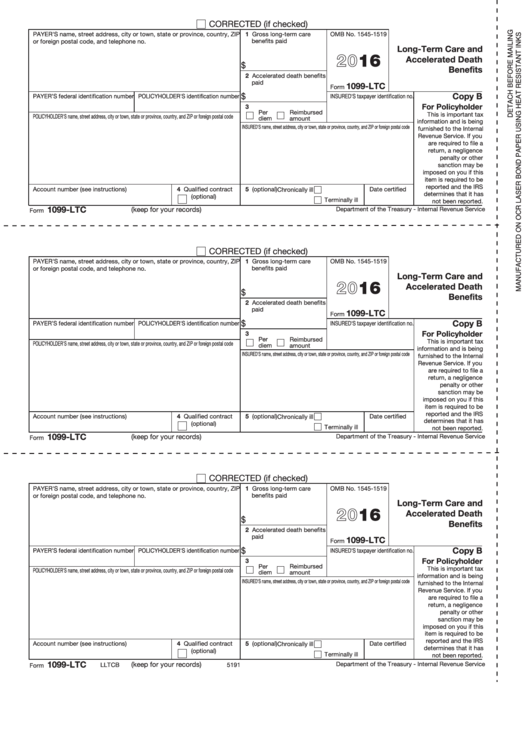 Form 1099 Ltc Long Term Care And Accelerated Death Benefits 2016 