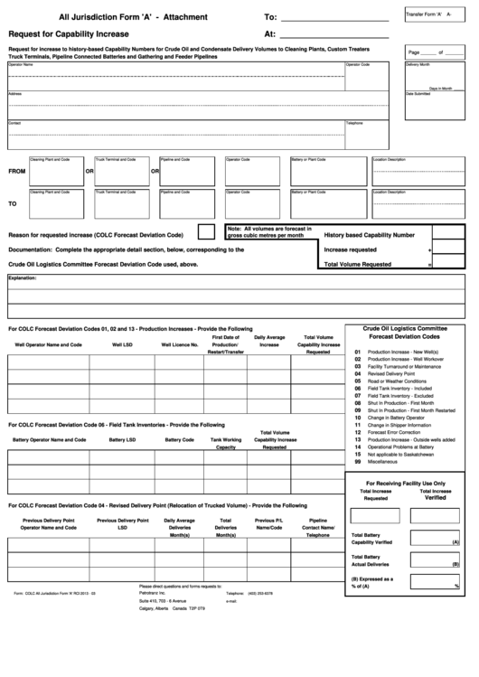 Request For Capability Increase Printable pdf