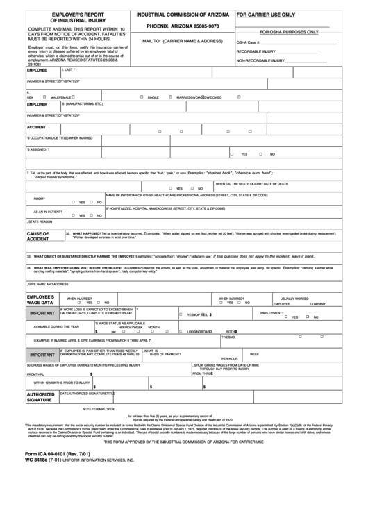 Fillable Form Ica 04-0101 - Employer