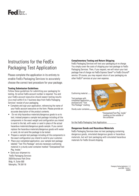 Fedex Packaging Test Application Form