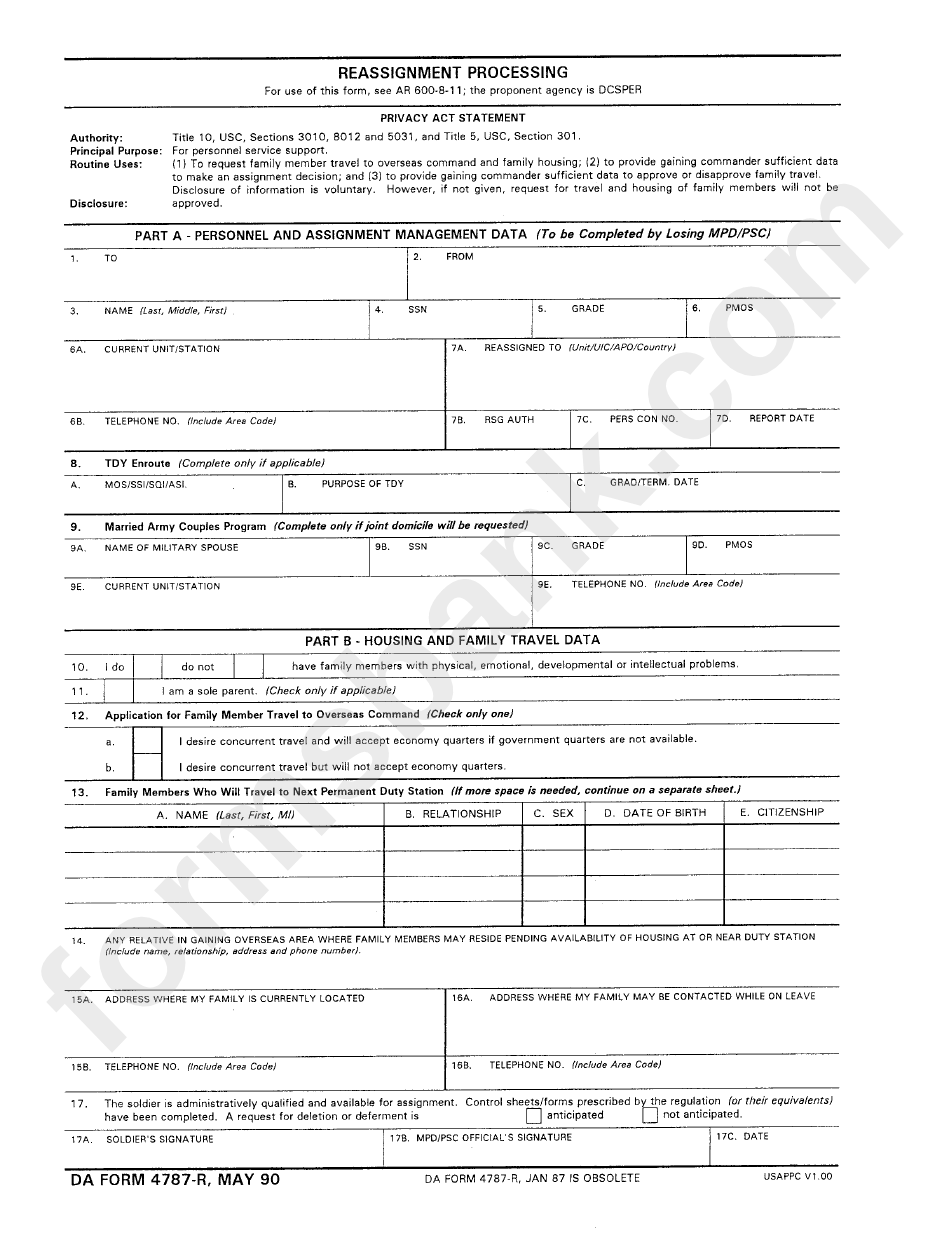 Da Forms 4787 Printable Pdf Download